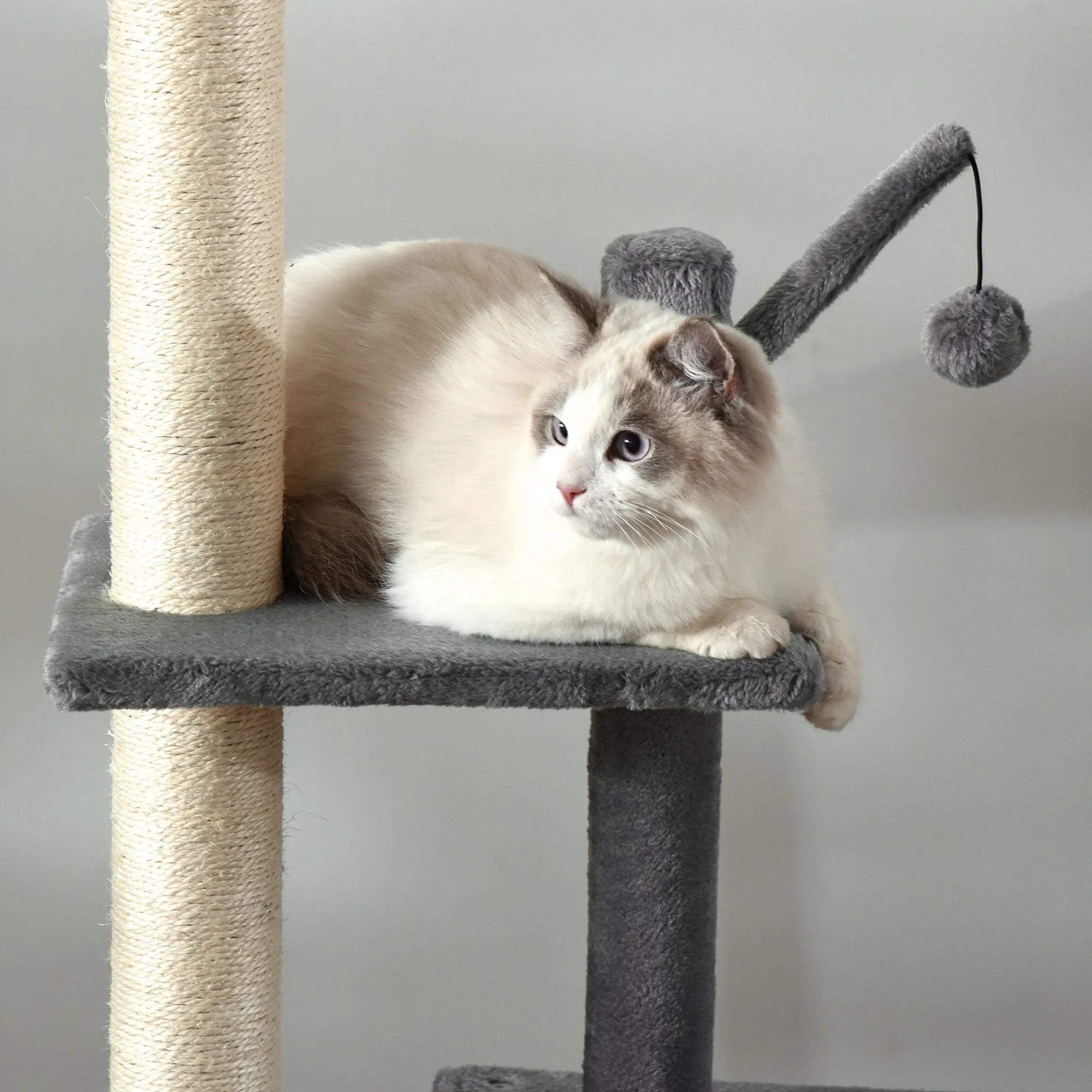 230-280cm Huge Cat Tree Tower Ceiling High Multilevel Sisal Light Grey