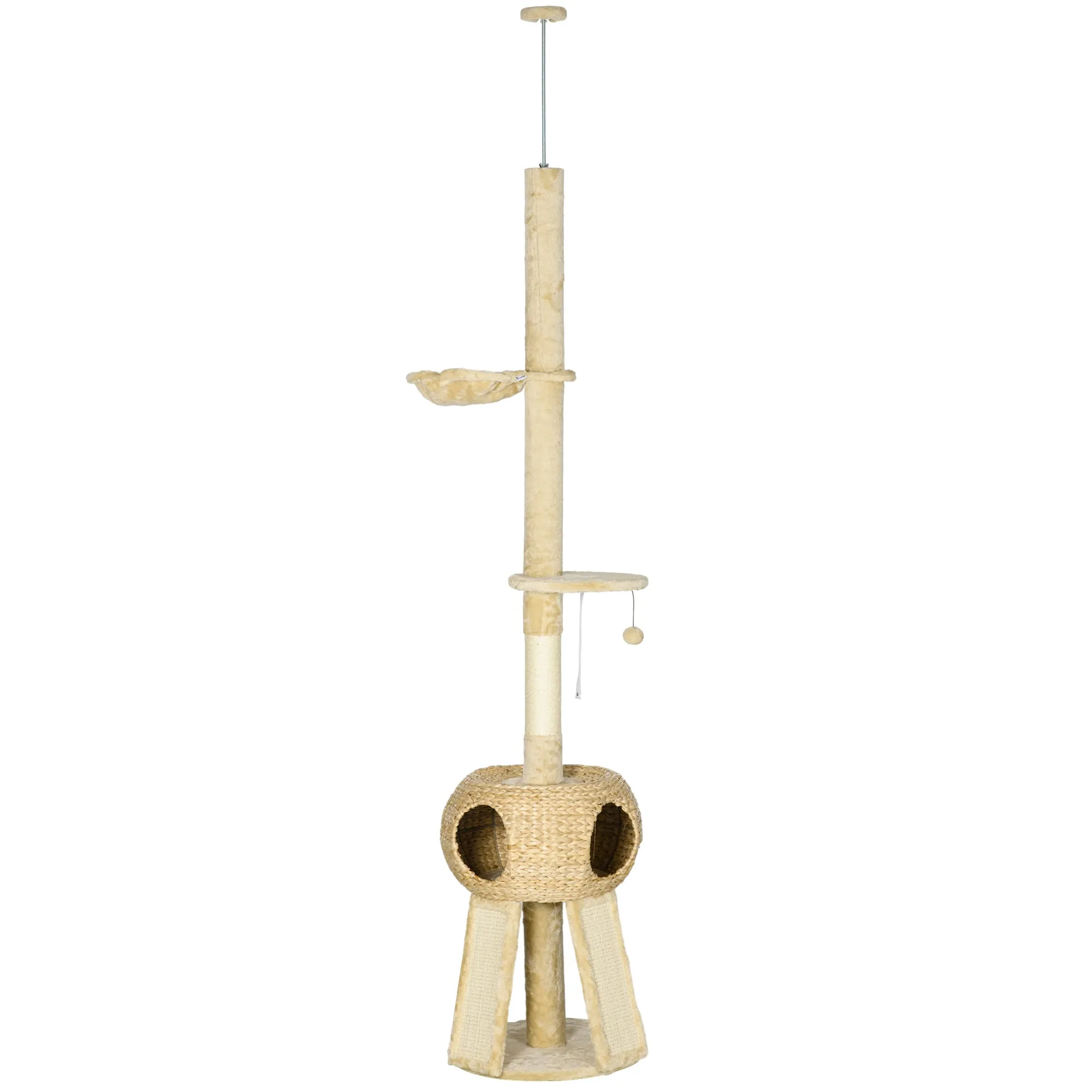 255cm Cat Tree Tower for Indoor Cats with Scratching Post Cat House Platform - Beige
