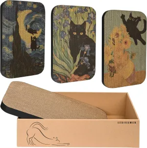 3 Packs Art Wall-Mountable Cat Scratching Board with Box, Cat Wall Scratcher, Cat Scratch Pad, Cardboard Cat Scratcher for Indoor Cats Toy (Series1)