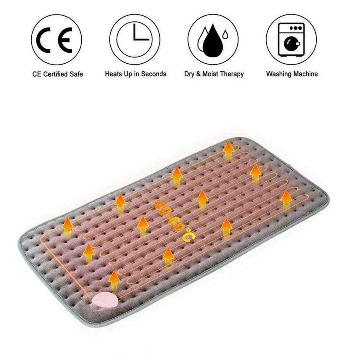 6 Level 120W Electric Heating Pad Timer For Shoulder Neck Back Spine Leg Pain Relief