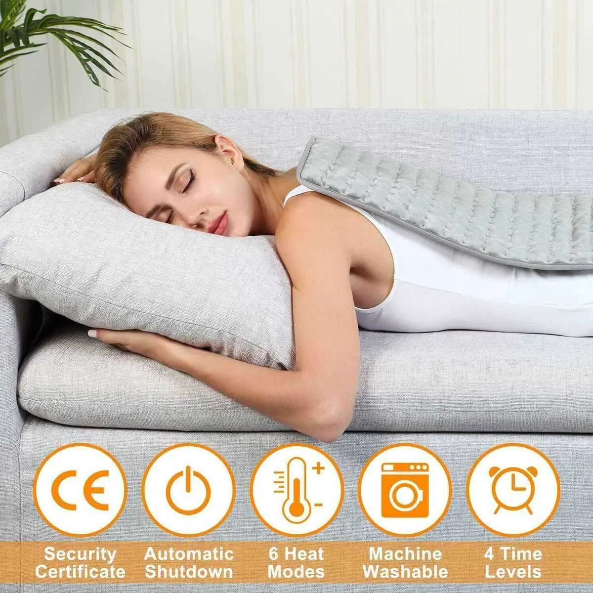 6 Level 120W Electric Heating Pad Timer For Shoulder Neck Back Spine Leg Pain Relief