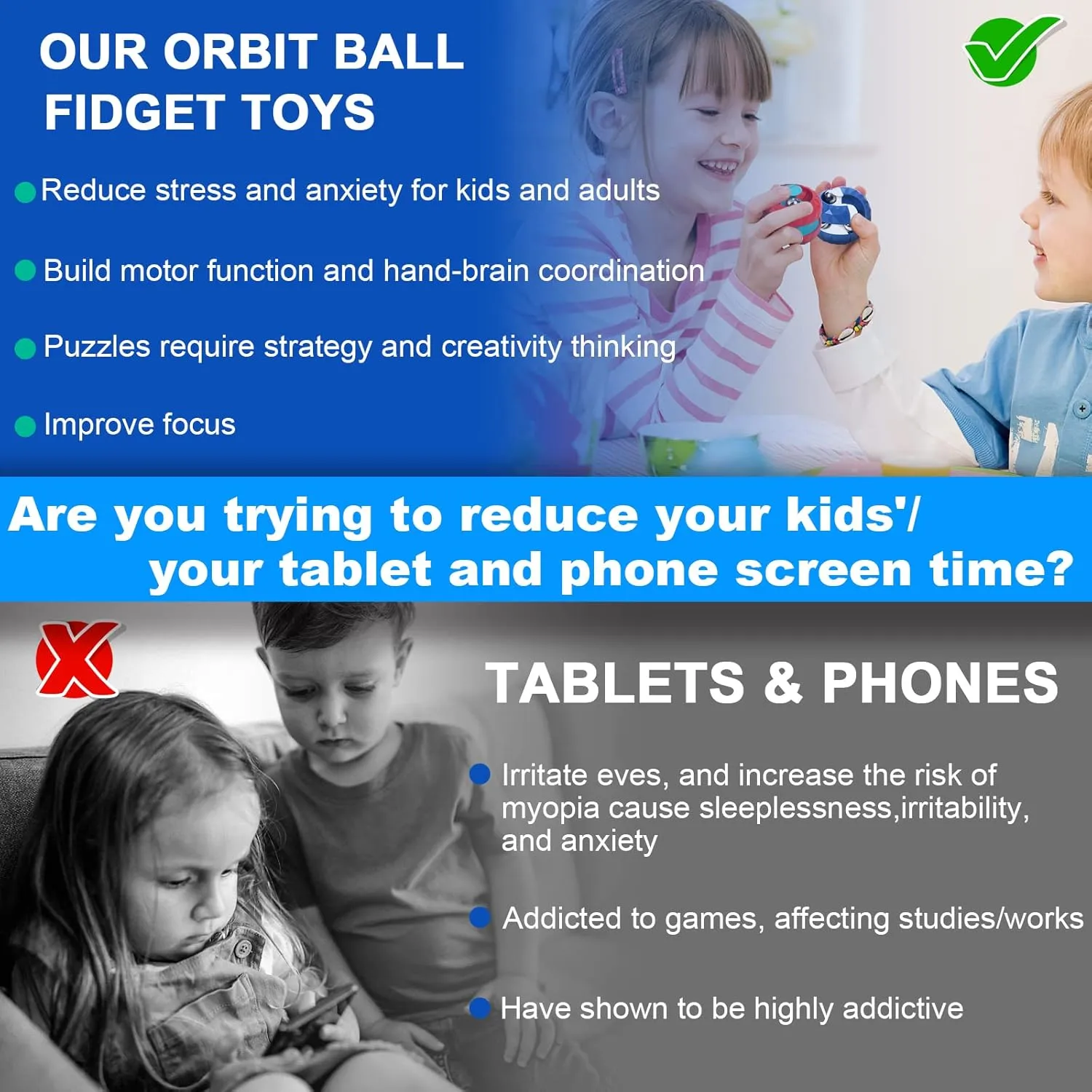 8 Pack Orbit Ball Toy, Fidget Cubes Top Spinning Toy, Great Party Favor Gifts & Creative Decompress Toys, Puzzle Track Games for Kids Children Adults