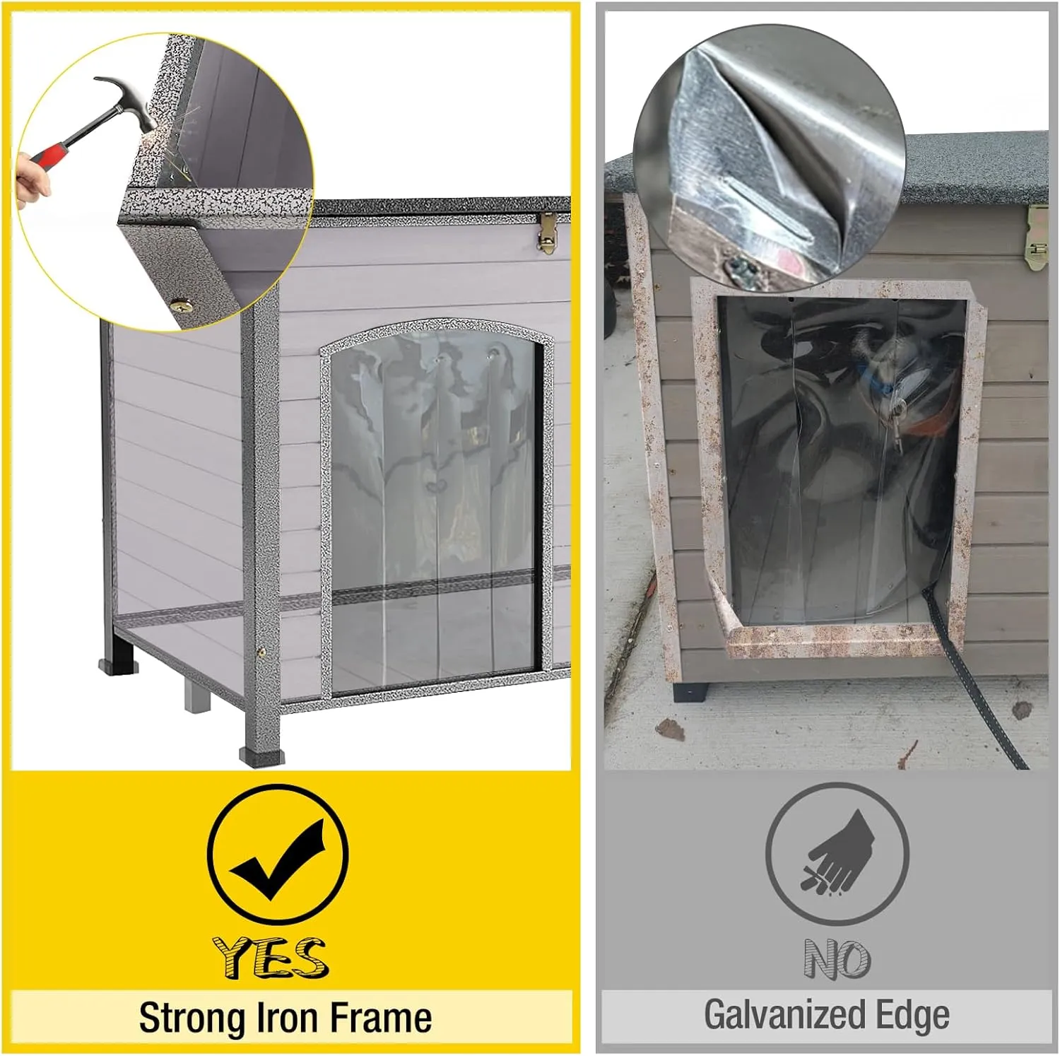 Aivituvin Heated Dog House Outdoor Dog Kennel with Insulated Liner All-Around Iron Frame Large Dog Cage for Small & Medium & Large Dogs,Waterproof Roof
