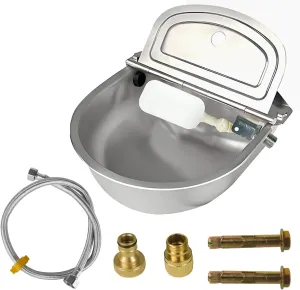 Automatic Dog Water Bowl Dispenser, Large Capacity Dispenser for Dogs Horse Goat Pig Cow 304 Stainless-Steel Livestock Waterer Outdoor Trough Dog Bowl, Horse & Goat Waterer
