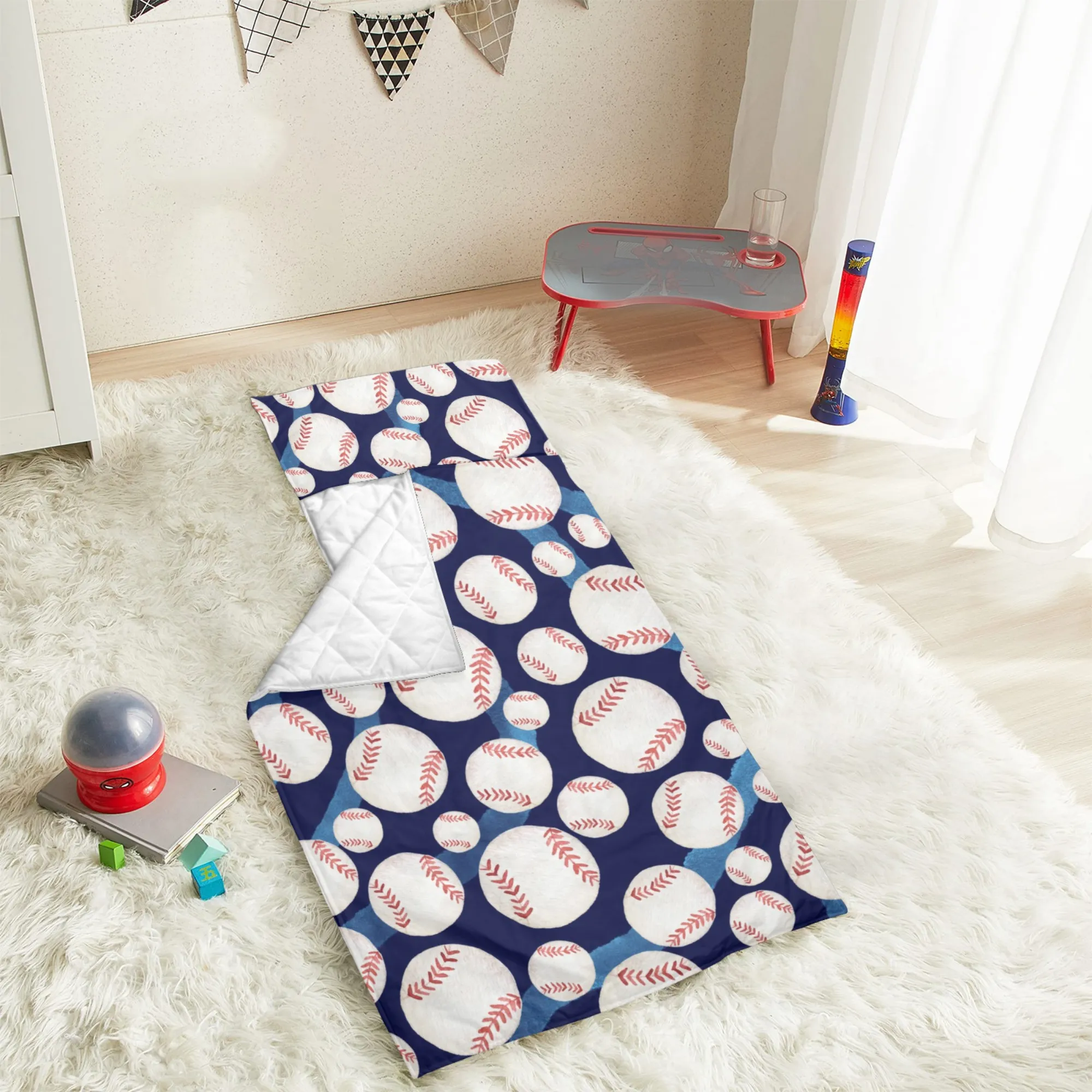 Baseball Kids' Long Sleeping Bag | A Catchy Blend of Comfort & Style | Lightweight and Durable Sleeping Bag for Kids
