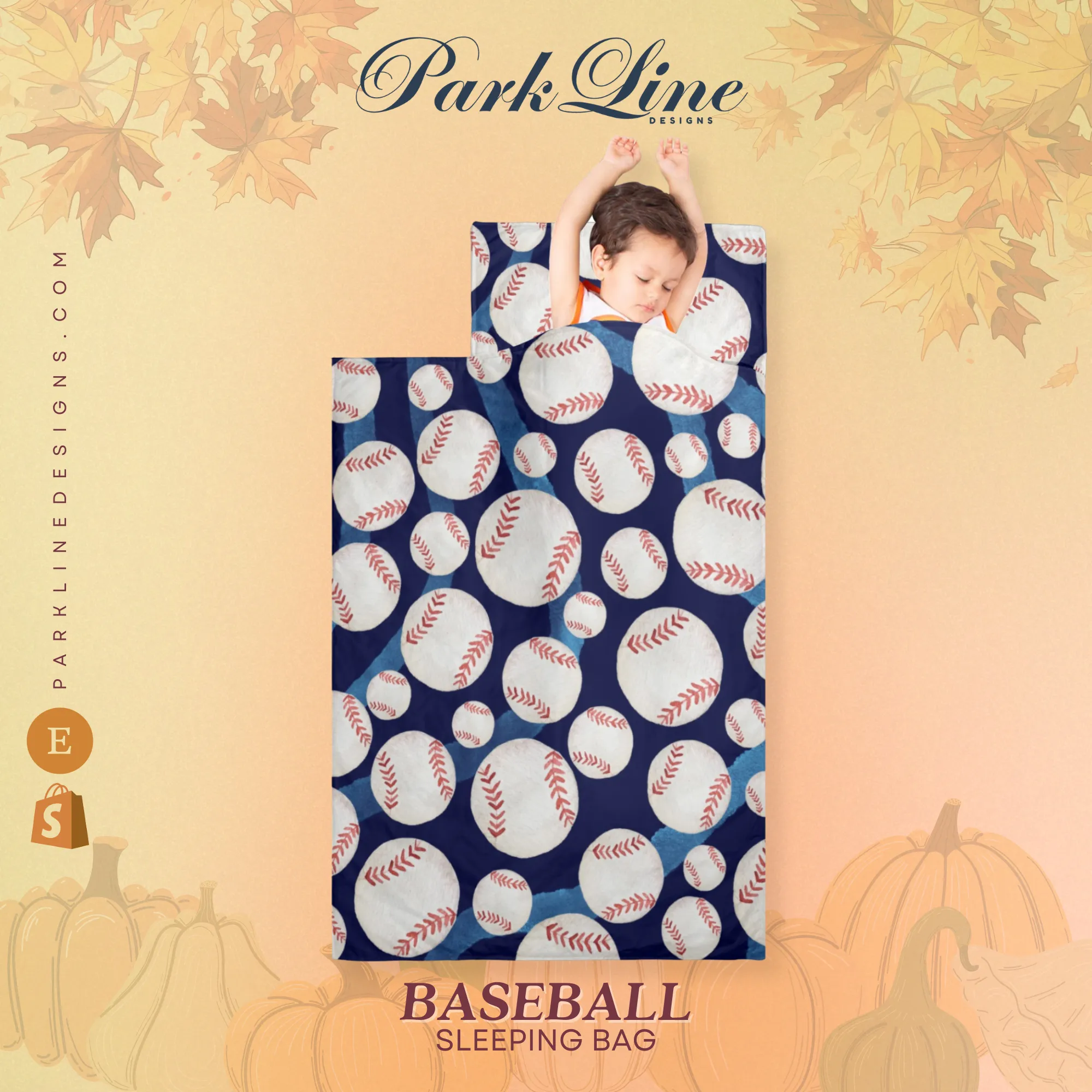 Baseball Kids' Long Sleeping Bag | A Catchy Blend of Comfort & Style | Lightweight and Durable Sleeping Bag for Kids