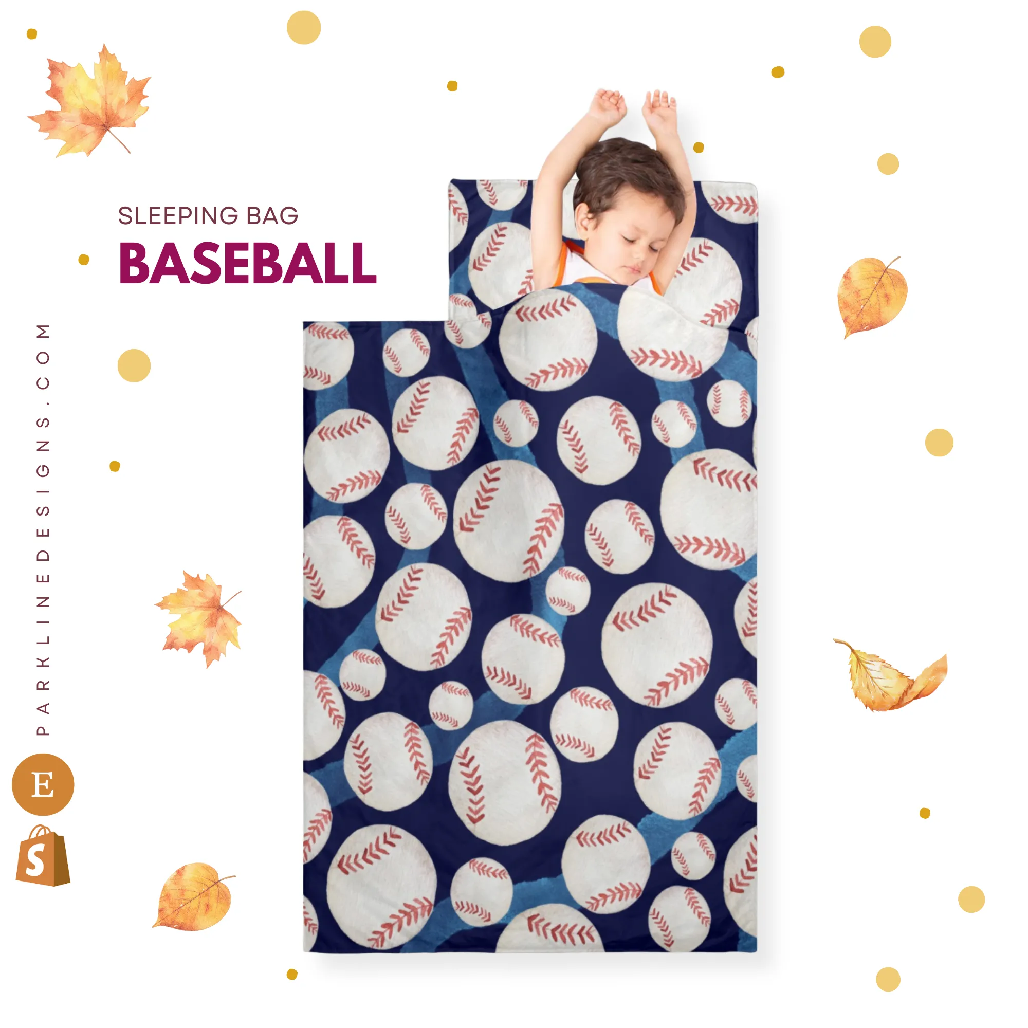Baseball Kids' Long Sleeping Bag | A Catchy Blend of Comfort & Style | Lightweight and Durable Sleeping Bag for Kids