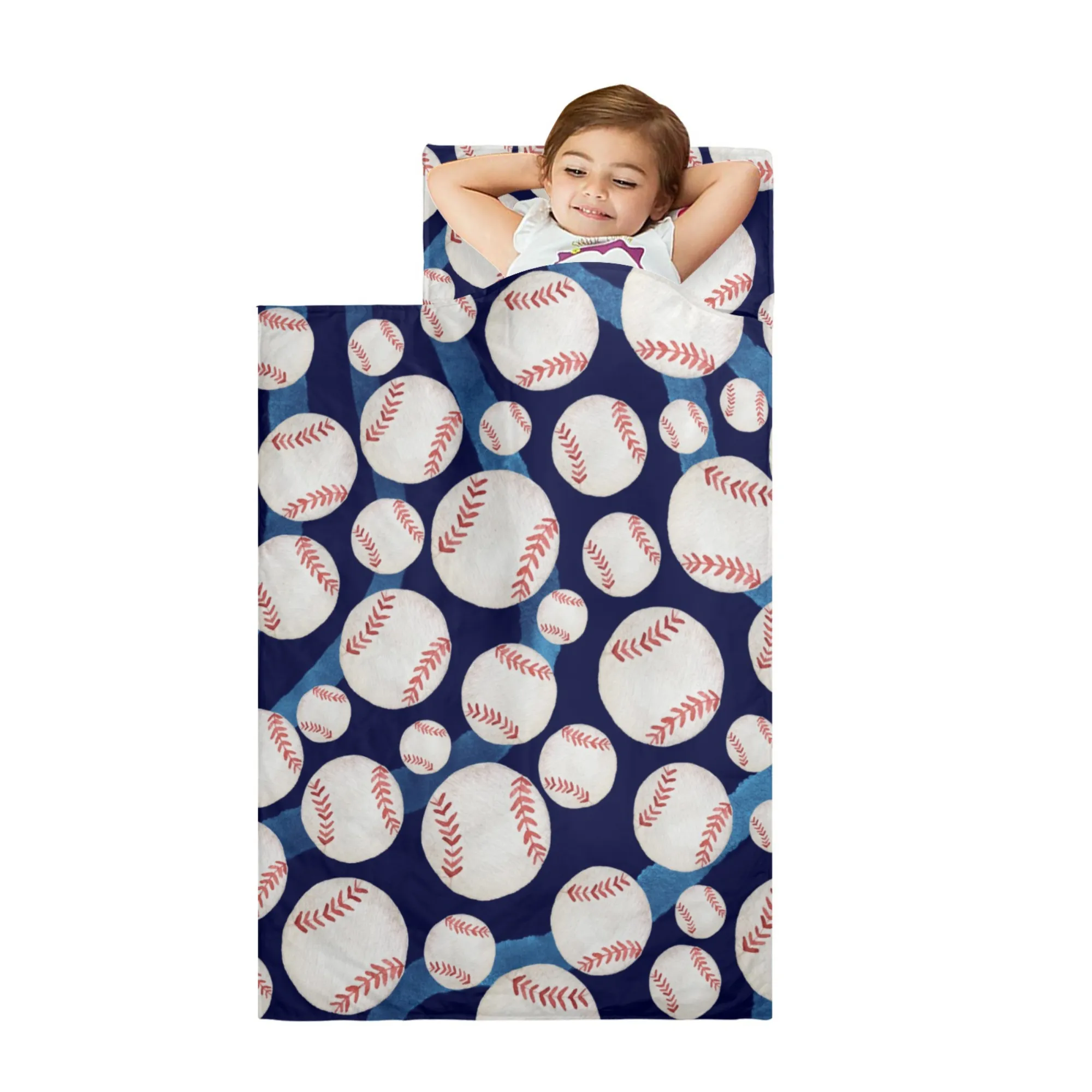 Baseball Kids' Long Sleeping Bag | A Catchy Blend of Comfort & Style | Lightweight and Durable Sleeping Bag for Kids