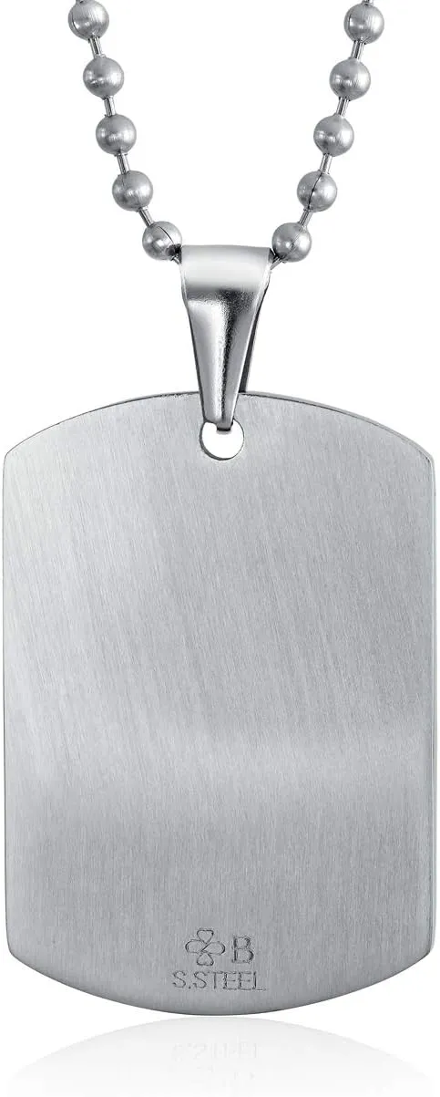 Bling Jewelry Unisex Personalize Customizable Medical Identification Medical ID Dog Tag Steel Pendant Necklace For Men Women 20 Inch Chain SM MED LG