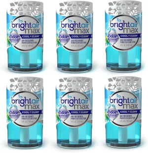 Bright Air Max 4 oz. Odor Eliminator Air Freshener, for Medium-Size Spaces, Cool & Clean Scent, Case of 6, Lasts up to 60 Days Each