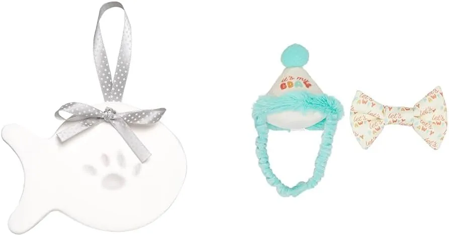 Bundle of Pearhead Cat Paw Print Keepsaket   Pearhead It's My Bday Cat Hat and Let's Pawty Bowtie Set