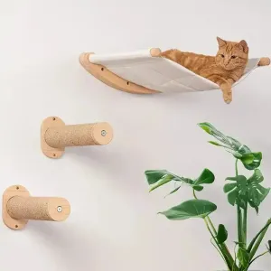 Cat Adventure Wall Set - Solid Wood & Sisal