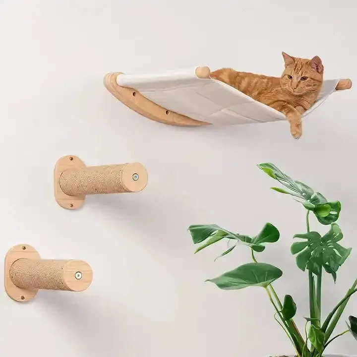 Cat Adventure Wall Set - Solid Wood & Sisal