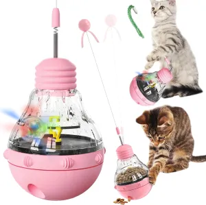 Cat Interactive Toys for Indoor Cats Kitten Wand Toy Weight Loss Lose Kitty Tracking Balls Slow Food Dispenser Feeder Treat Dispensing Feeding Pet Supplies Tumbler Design Durable Non-Toxic