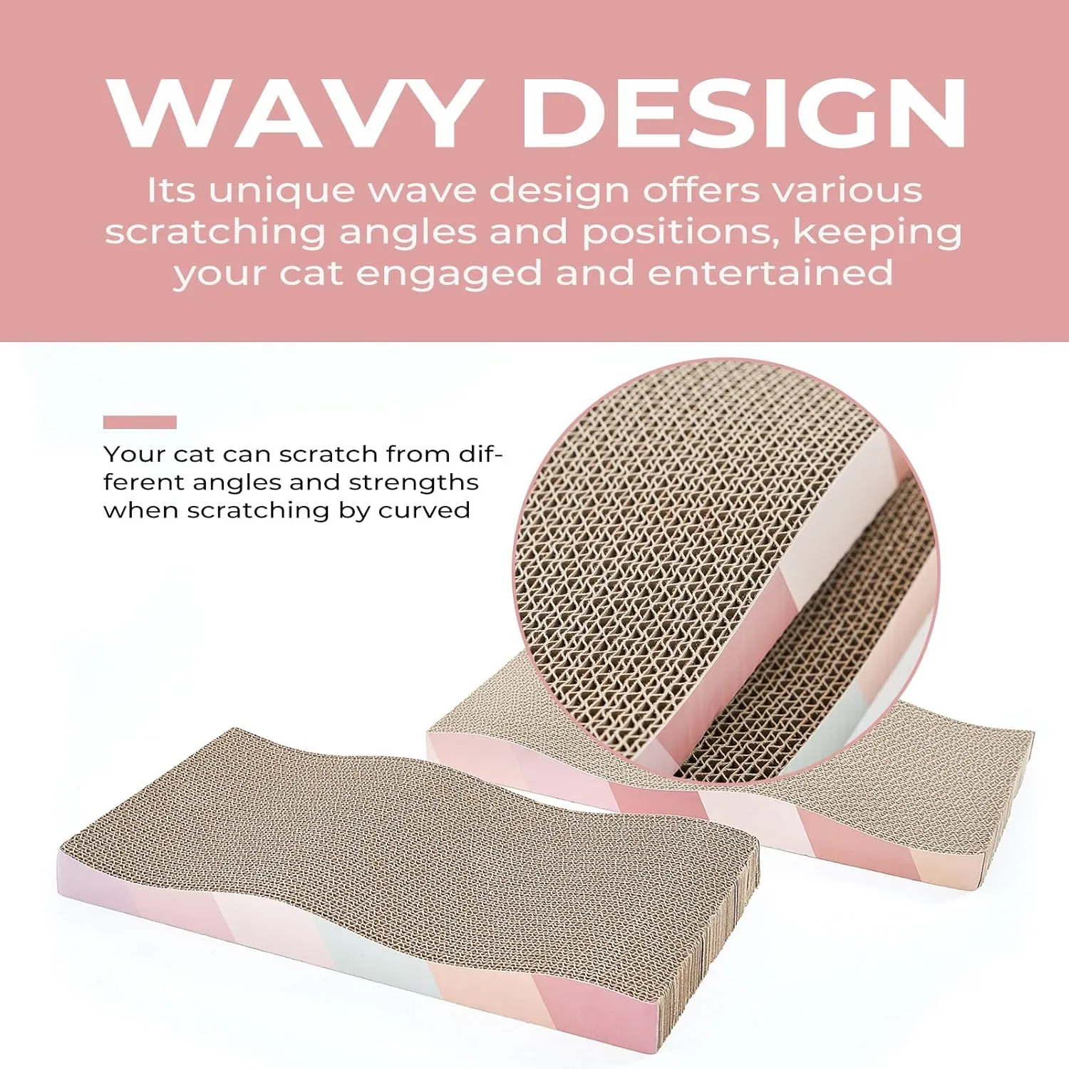 Cat Scratching Pads Cardboard Cat Scratchers for Indoor Cats Reversible Large Wide Corrugated with Catnip and Mini Toy(5pcs)