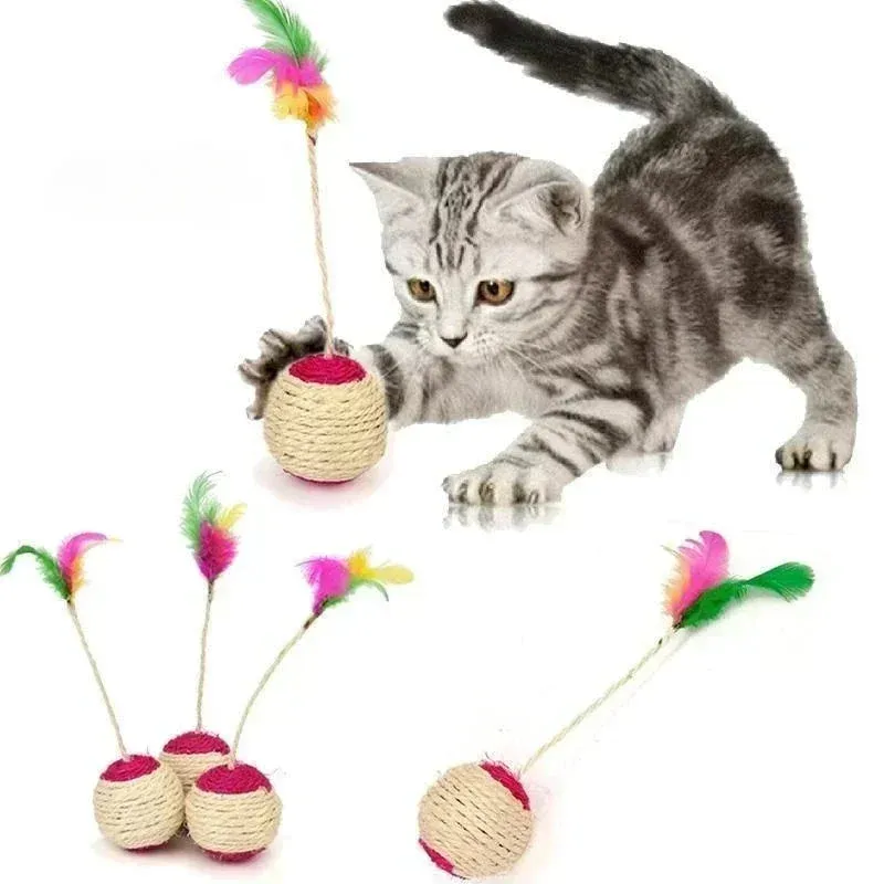 Cat Toy Sisal Scratching Ball Interactive Training Toy for Kittens