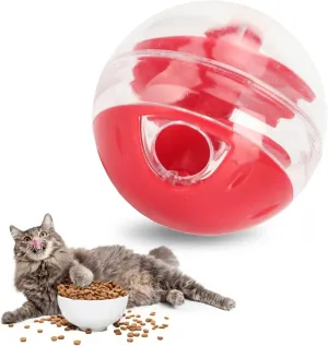 Cat Treat Dispenser Toy, Interactive Cat Treat Ball for Cats, Plastic Pet Food Ball for Cats Kitten Training, Adjustable Leakage Mouth, 2 x 2in, 1Pcs