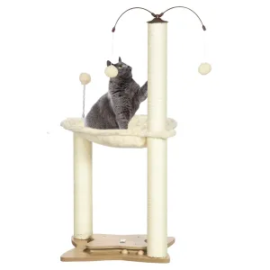 Cat Tree for Indoor Cats Kitten Play Tower with Sisal Scratching Posts Hammock Ball Toy Beige 53.5x53.5x90 cm