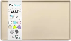 CatGuru Cat Food Mat, Small & Large Pet Feedingd Mat, 100% Waterproof Cat Mats for Food and Water, Silicone Mats for Pet Bowls, Non-Slip Placemat for Water Bowl or Fountain (Large, Sand)