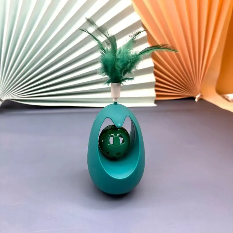 Catnip Ball Toy with Teasing Feather & Bell – Teeth Grinding & Cleaning