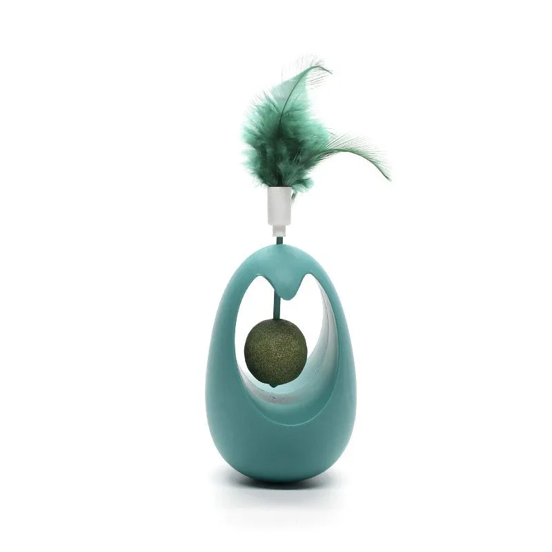 Catnip Ball Toy with Teasing Feather & Bell – Teeth Grinding & Cleaning