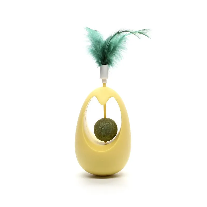Catnip Ball Toy with Teasing Feather & Bell – Teeth Grinding & Cleaning