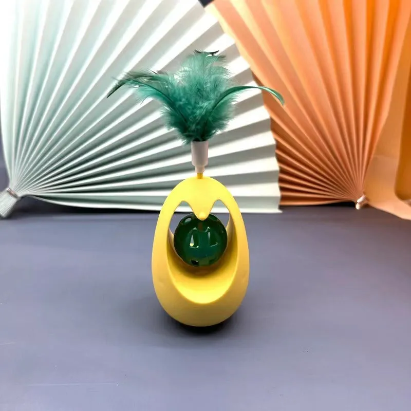 Catnip Ball Toy with Teasing Feather & Bell – Teeth Grinding & Cleaning