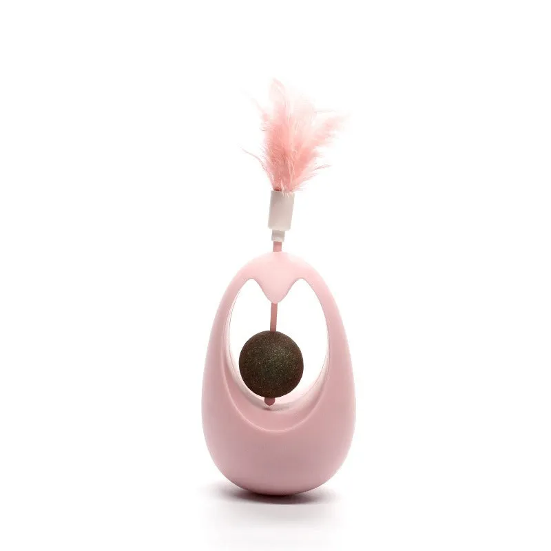 Catnip Ball Toy with Teasing Feather & Bell – Teeth Grinding & Cleaning