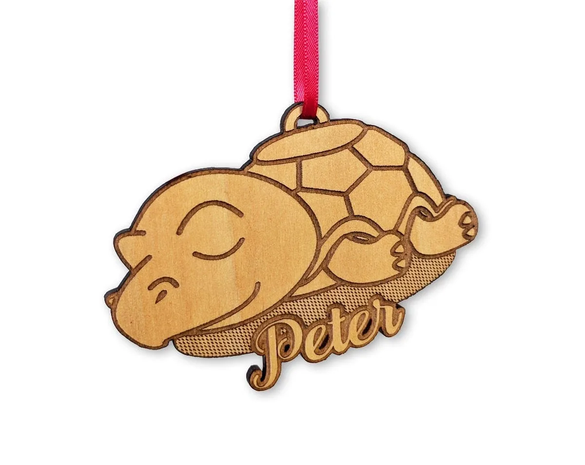 Cute Sleeping Sea Turtle Custom Ocean Sealife Ornament Beach Christmas Decor Kids Birthday Turtle Theme Decoration for Her Him Mom Dad Gift