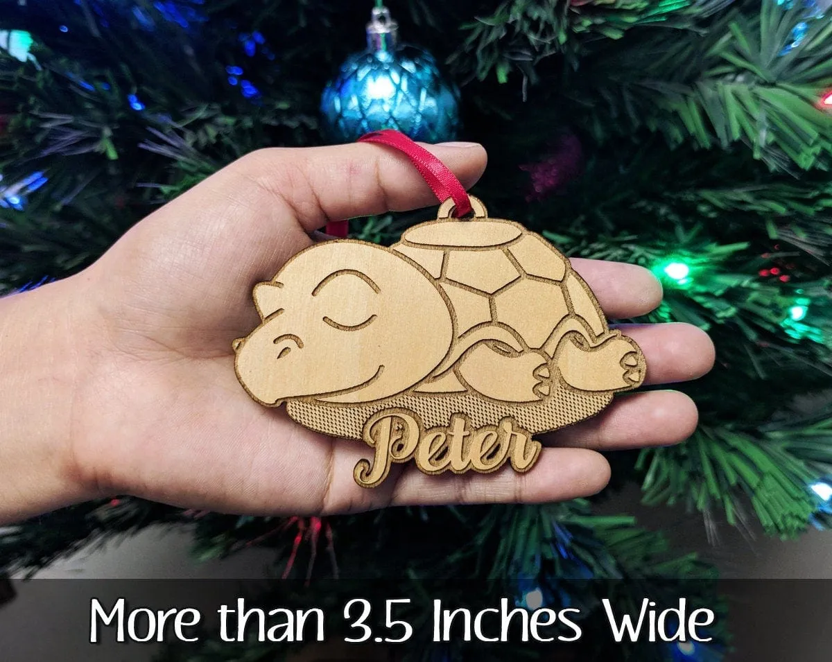 Cute Sleeping Sea Turtle Custom Ocean Sealife Ornament Beach Christmas Decor Kids Birthday Turtle Theme Decoration for Her Him Mom Dad Gift
