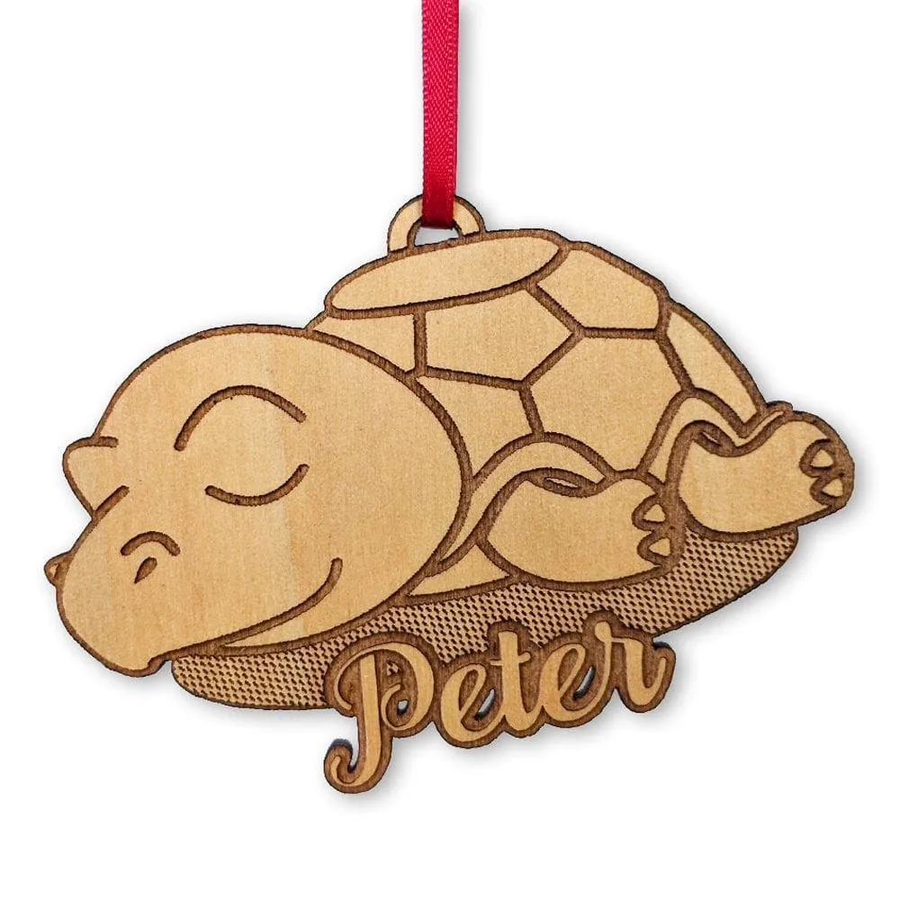 Cute Sleeping Sea Turtle Custom Ocean Sealife Ornament Beach Christmas Decor Kids Birthday Turtle Theme Decoration for Her Him Mom Dad Gift