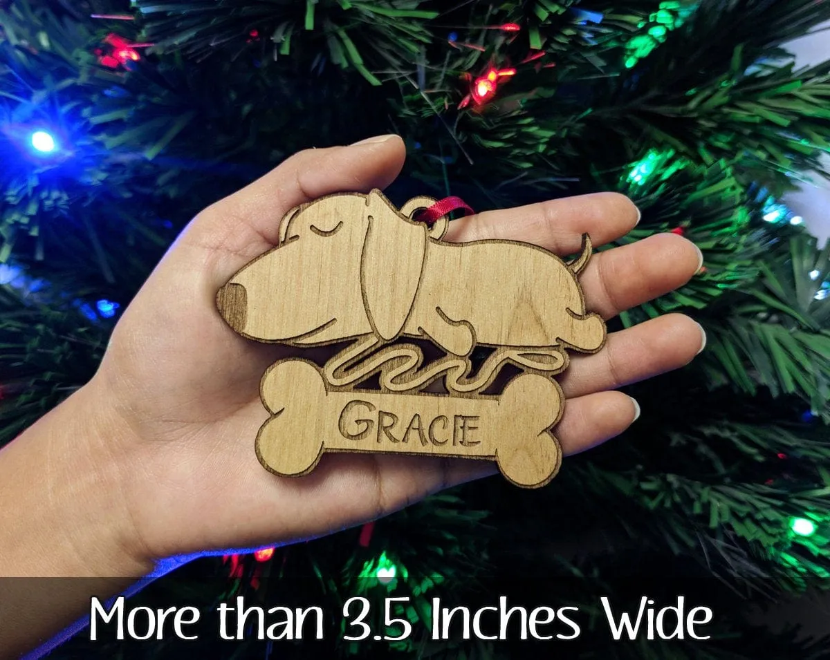 Dachshund Birthday Puppy Gift for Kids Custom Ornament for Son Daughter New Dog Surprise Engraved Wood with Name of New Pet for Christmas