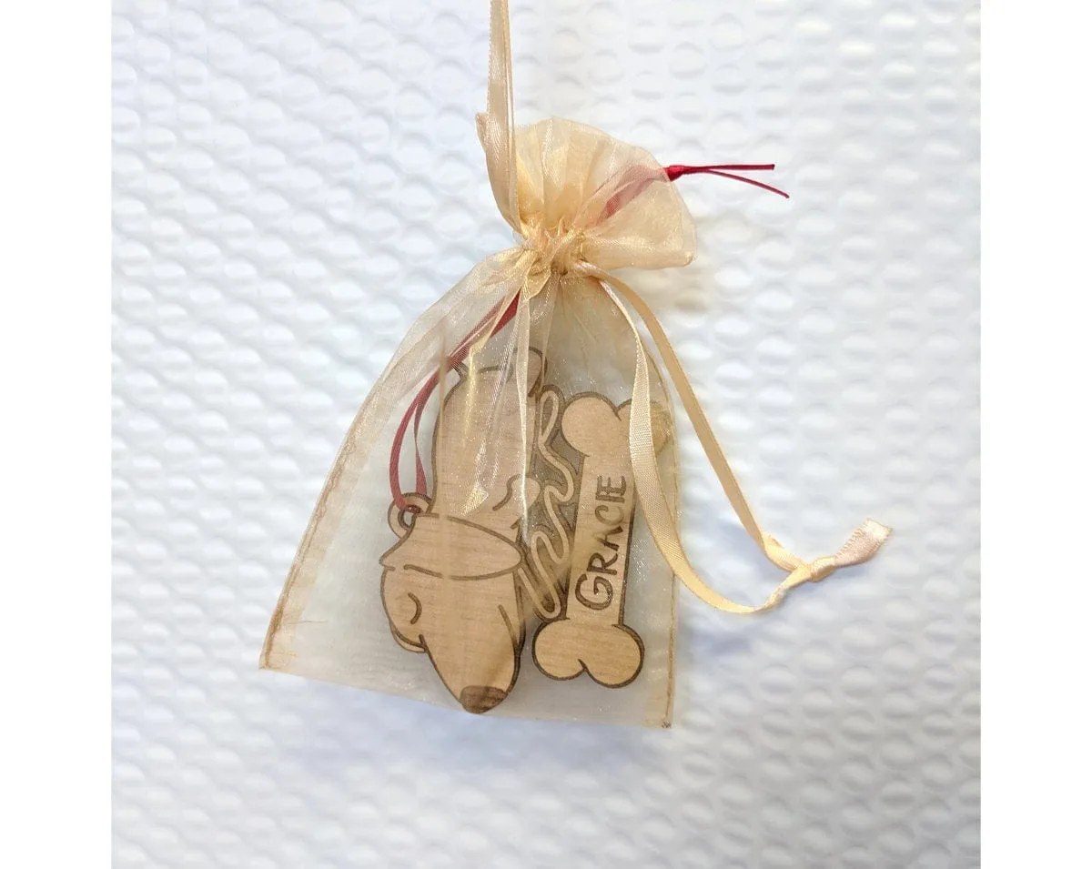 Dachshund Birthday Puppy Gift for Kids Custom Ornament for Son Daughter New Dog Surprise Engraved Wood with Name of New Pet for Christmas