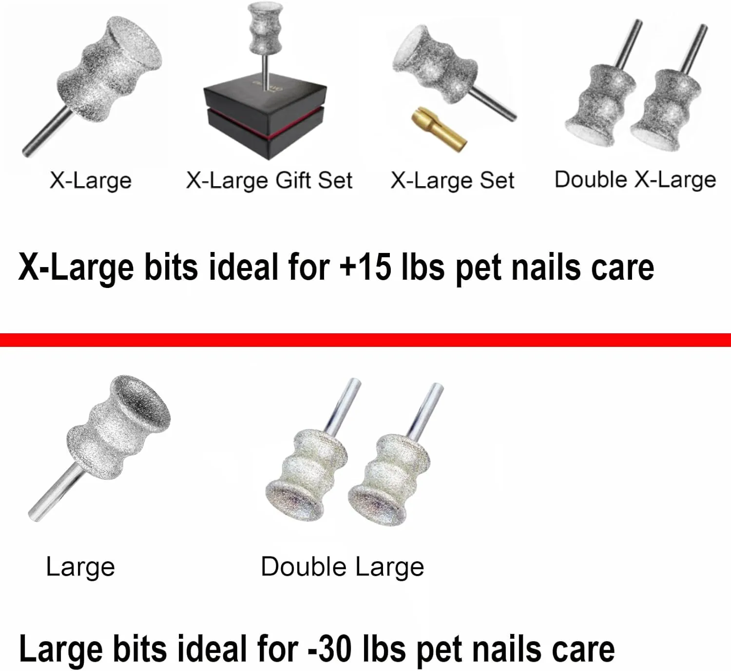 Diamond Rotary Grinder Bits for Dog - Pet Nail Grinder Attachment - 1/8" Replacement Grinder Wheel for Dremel - Pet Nail File & Clippers for Medium Large Dogs (XL)
