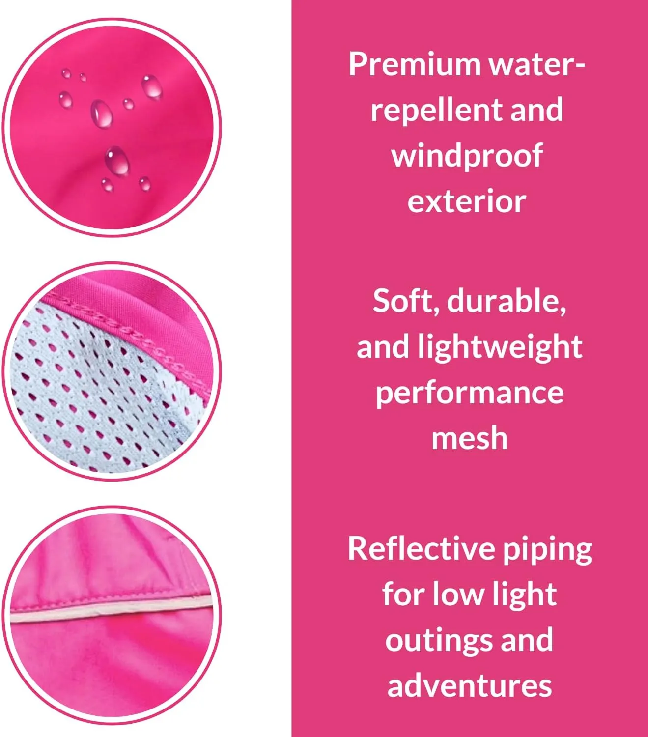 DJANGO City Slicker Waterproof Dog Raincoat and Lightweight Jacket for Long Dogs - Full Coverage Puppy Coat and Reflective Rain Slicker and Windbreaker - Adjustable with Harness Hole (Pink, Small)