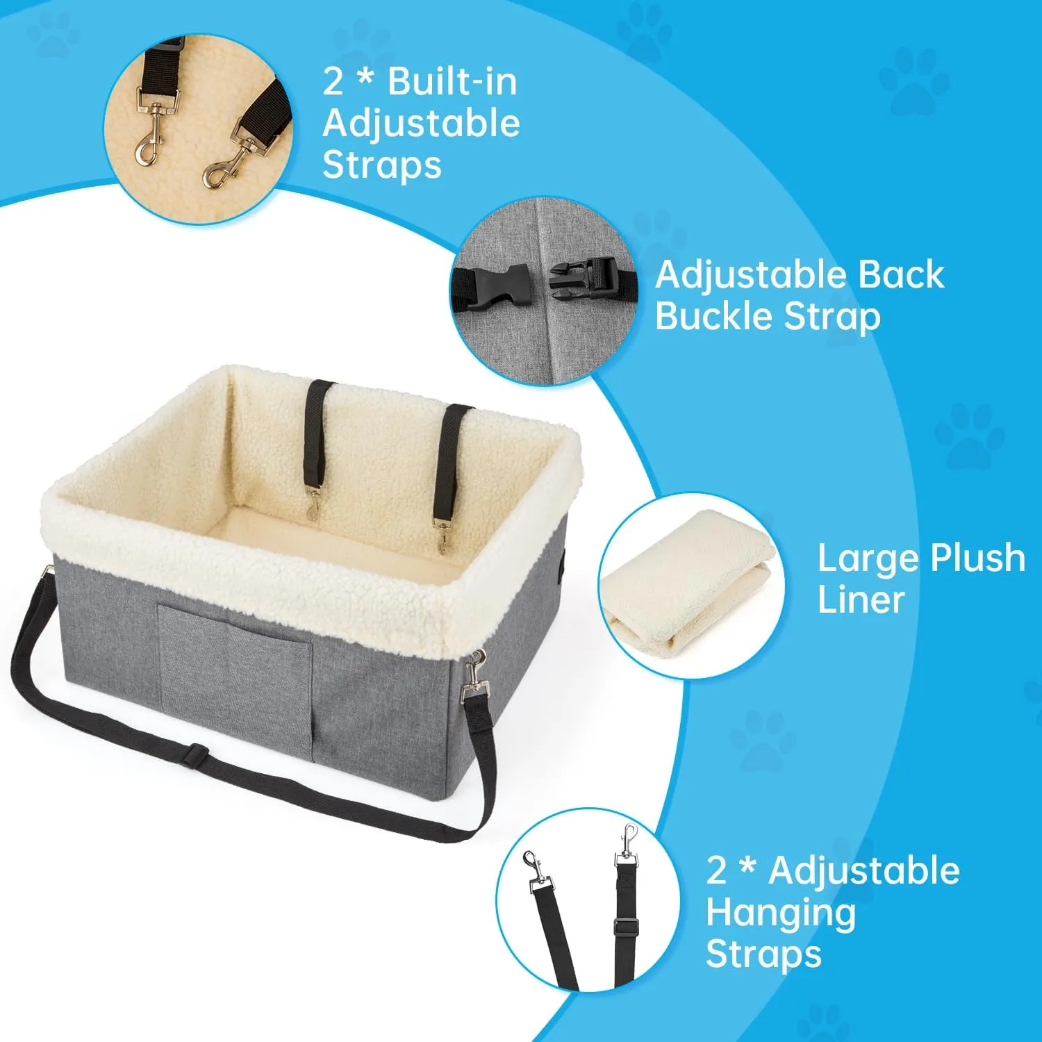 Dog Booster Seat - Raised Car Seat for Small Dogs, Cats & Puppies