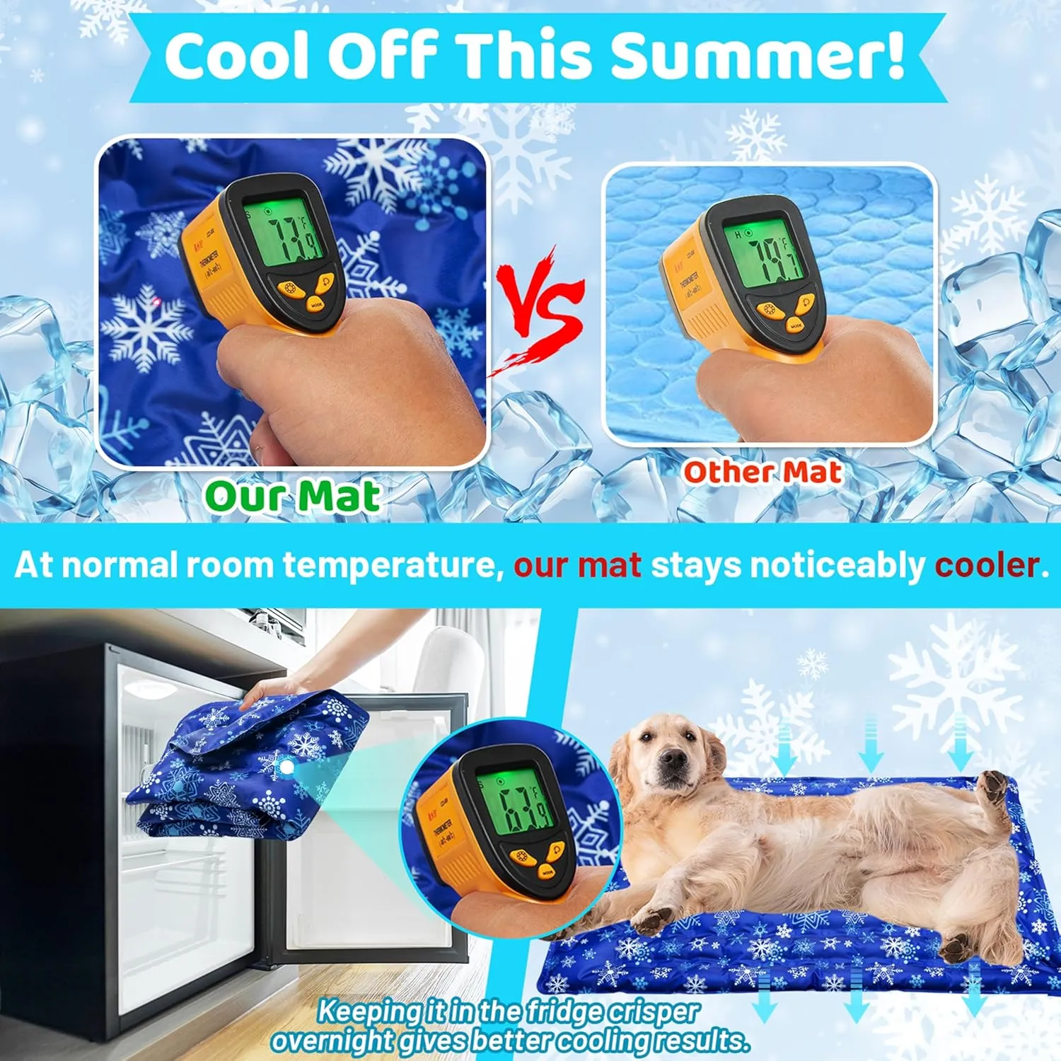Dog Cooling Mat, Summer Self Cooling Pad for Small Medium Large Dogs, Waterproof Washable Reusable Pet Mat for Sleeping Relax Indoor & Outdoor (23"*35")