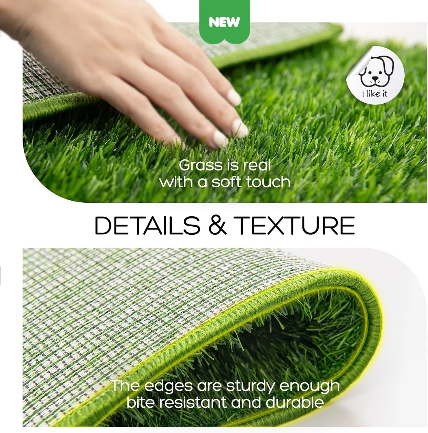 Dog Grass Pad with Tray, 3121in Medium Litter Box, 2Grass Pad for Dogs Potty Washable, Thick Soft Odor-Free Hemmed Dog Pee Grass, Indoor Potty Training Balcony