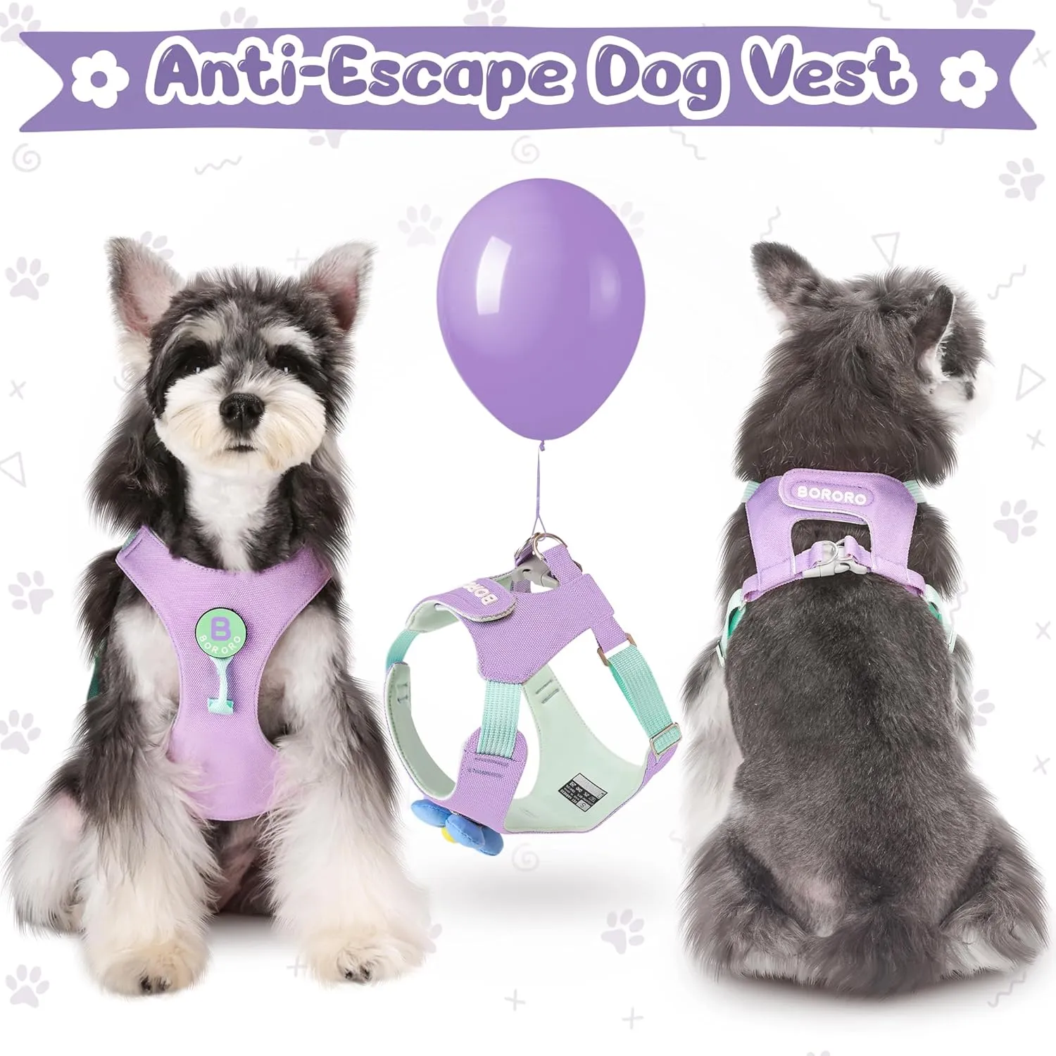 Dog Harness and Leash Set with 2 Flower Patches, No Pull Adjustable Puppy Harness, Step in No Chock Dog Vest for Small Medium Dogs Puppy and Cats(Green, S)