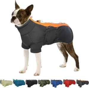 Dog Jacket, Winter Waterproof Dog Coat with Fleece Lining, Reflective, Zip Up, High Collar Snowsuit, Grey XS