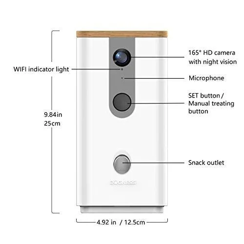 DOGNESS Dog Camera Treat Dispenser,HD Video WiFi Pet Camera with 2-Way Audio and Night Vision,Monitor Your Dogs and Cats