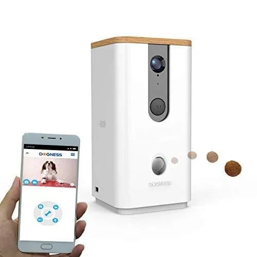 DOGNESS Dog Camera Treat Dispenser,HD Video WiFi Pet Camera with 2-Way Audio and Night Vision,Monitor Your Dogs and Cats