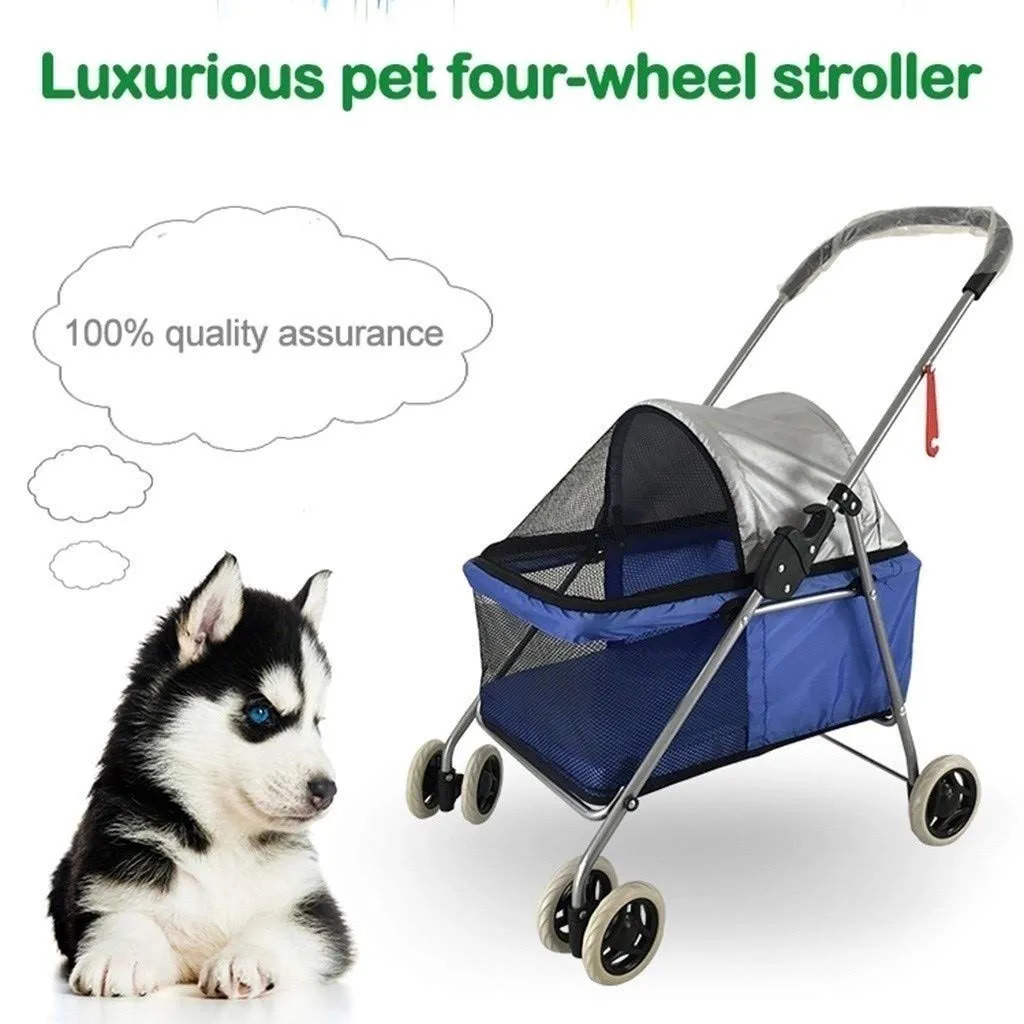 Double Dog Stroller Pet Travel Stroller Dog Pram Travel Vet Stroller Disabled Dog Pushchair 2 Front Swivel Wheels & Rear Brake 360 Rotation Front Wheel Max