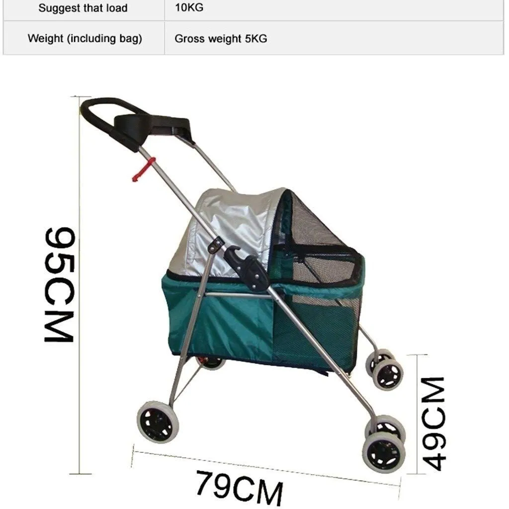 Double Dog Stroller Pet Travel Stroller Dog Pram Travel Vet Stroller Disabled Dog Pushchair 2 Front Swivel Wheels & Rear Brake 360 Rotation Front Wheel Max