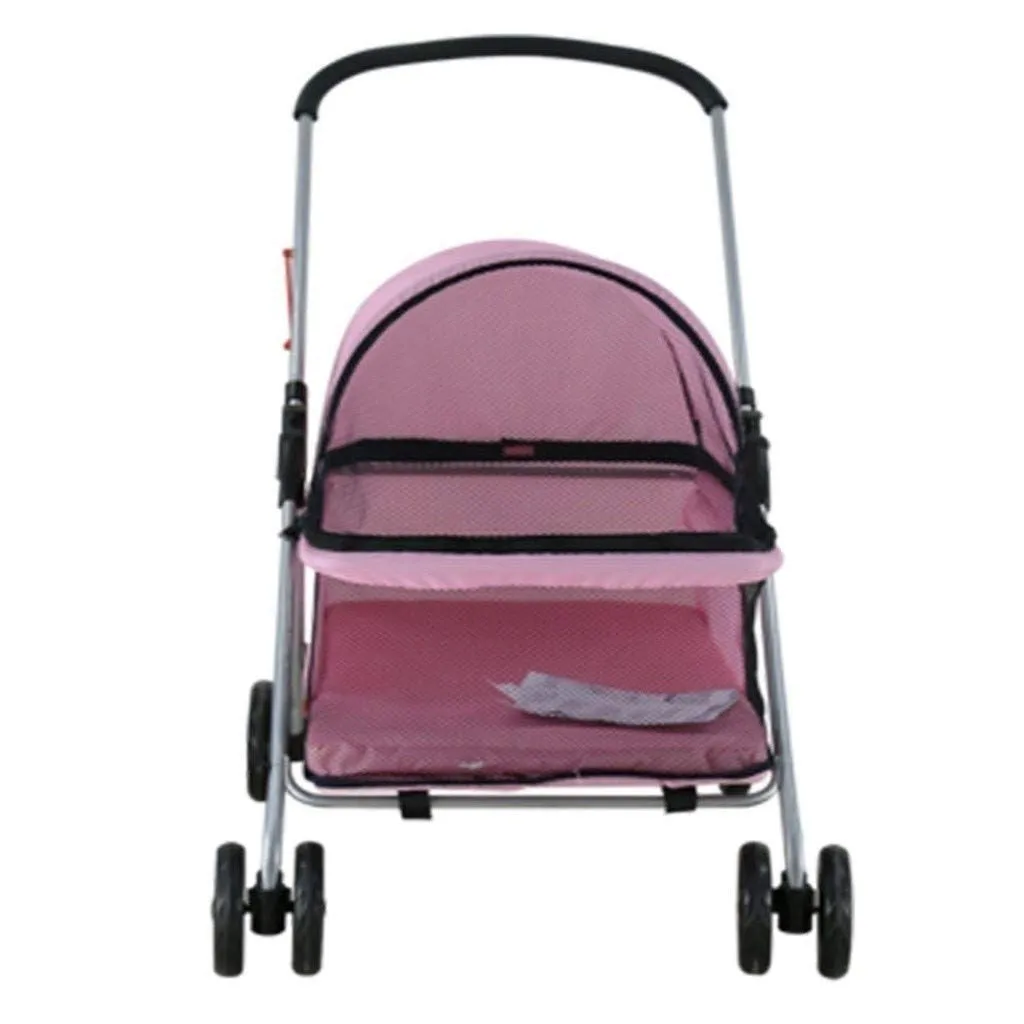 Double Dog Stroller Pet Travel Stroller Dog Pram Travel Vet Stroller Disabled Dog Pushchair 2 Front Swivel Wheels & Rear Brake 360 Rotation Front Wheel Max