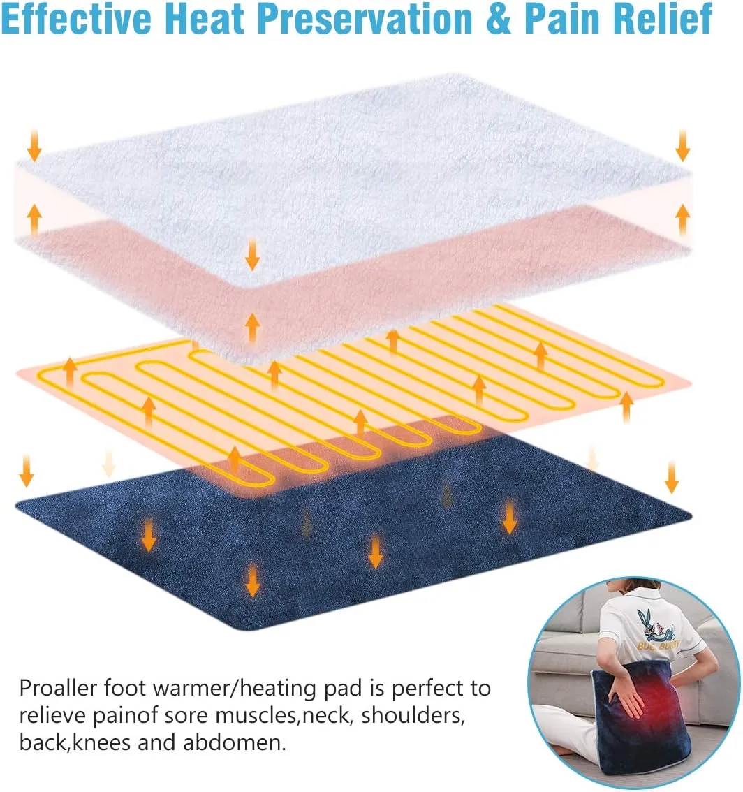 Electric Heated Foot Warmer Soft Flannel Foot Heater with 2h Auto Off & 3 Heat Levels Full Body Use Heating Pad for Feet, Abdomen, Cramps, Pain Relief Pocket Design 16" x 22"