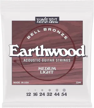 Ernie Ball Medium Light Earthwood Bell Bronze Acoustic Guitar Strings 12-54