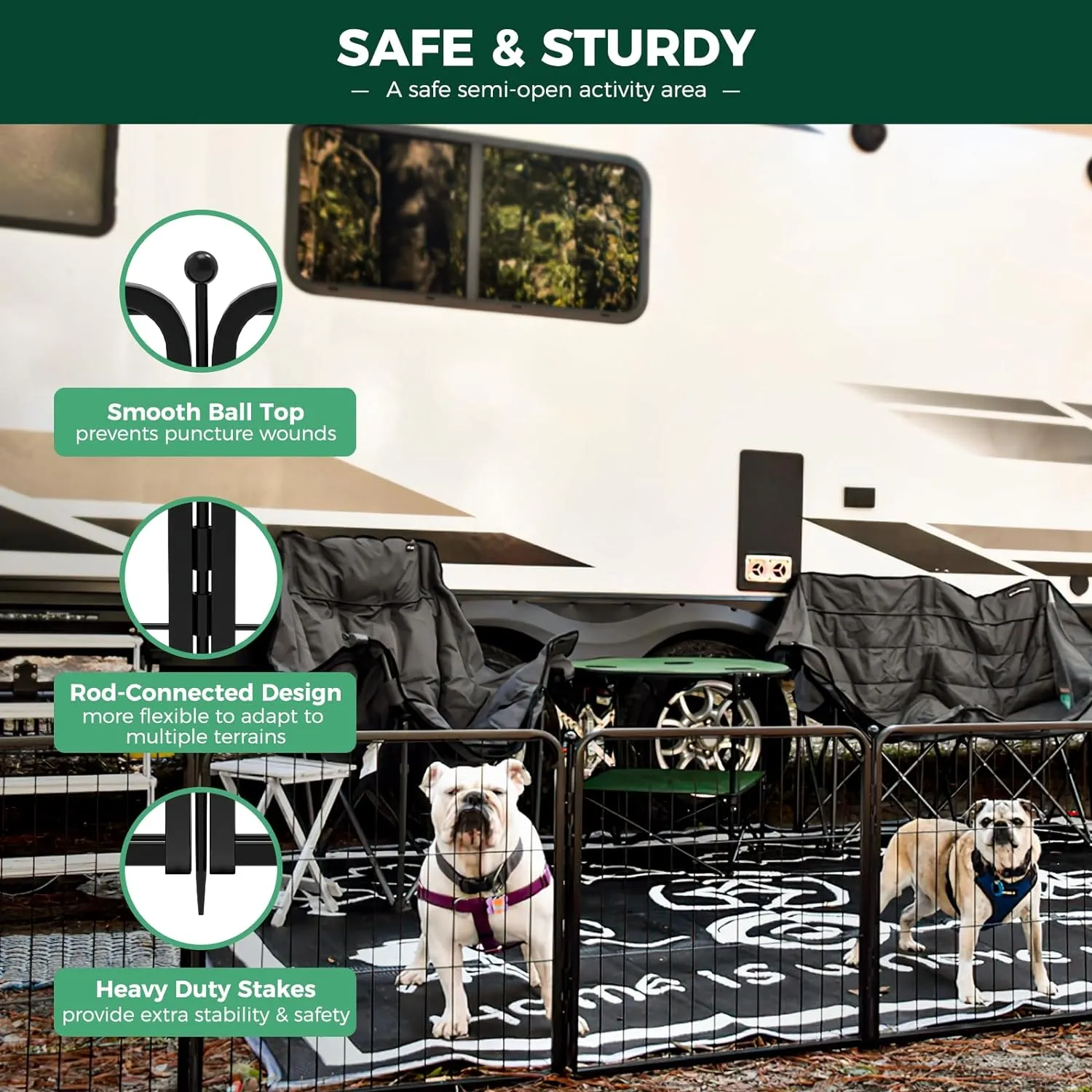 FXW Rollick Dog Playpen for Yard, RV Camping, 24 inch 6 Panels for Puppy and Small DogsPatented