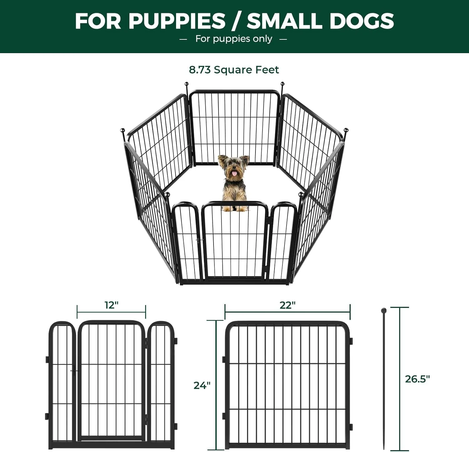 FXW Rollick Dog Playpen for Yard, RV Camping, 24 inch 6 Panels for Puppy and Small DogsPatented