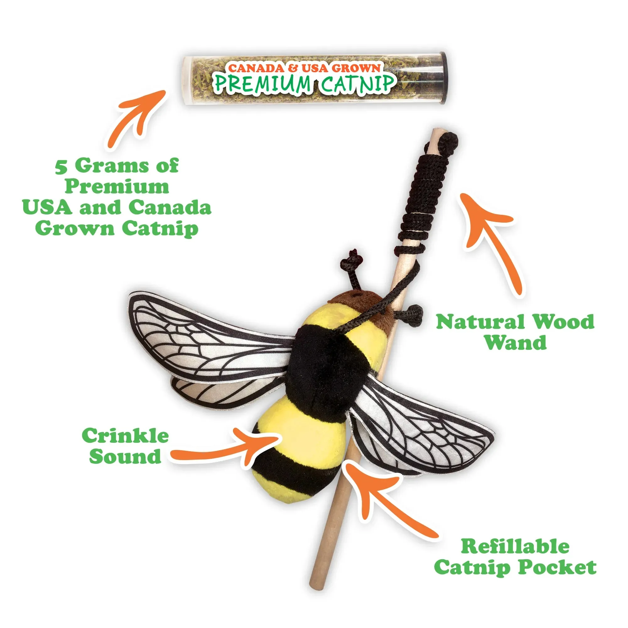 Get Buzzed Bee Refillable Wand Cat Toy
